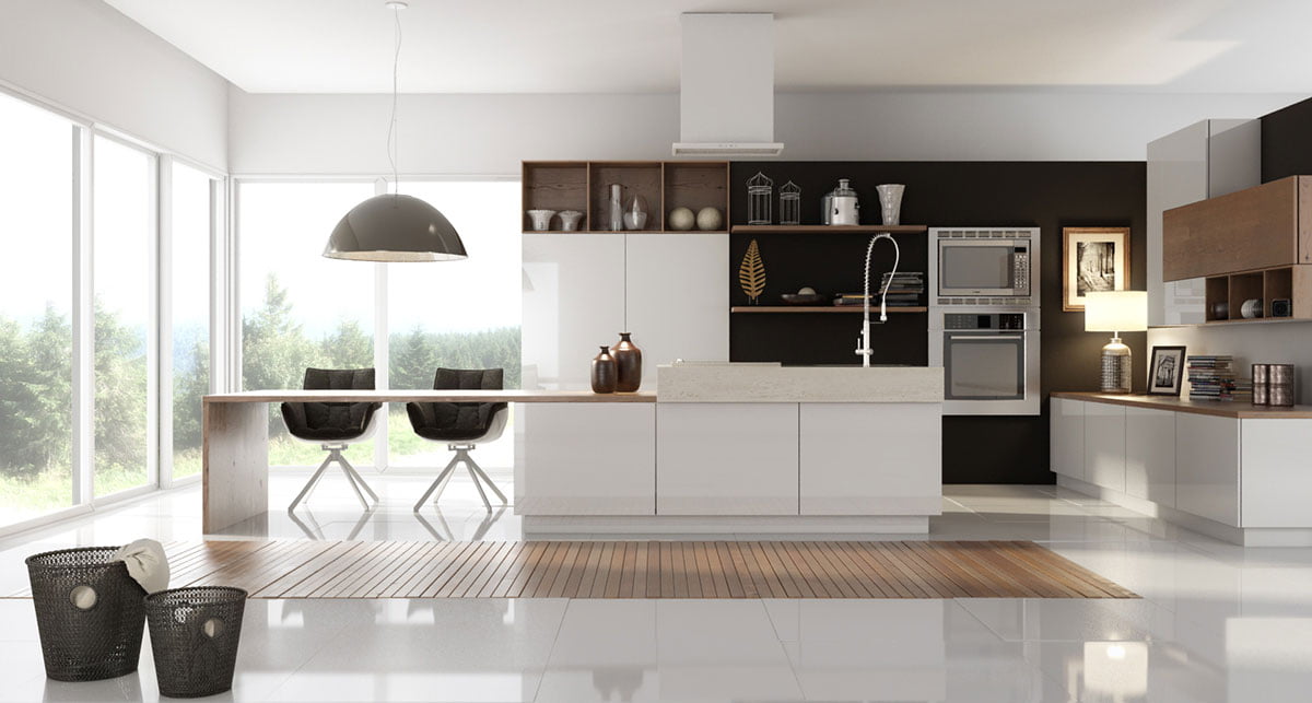 Ngắm nhìn mẫu phòng bếp đẹp hút hồn với bộ ba trắng - đen - gỗ