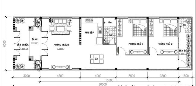Phương án thiết kế nhà cấp 4 hiện đại 3 phòng ngủ 5x20m giá rẻ