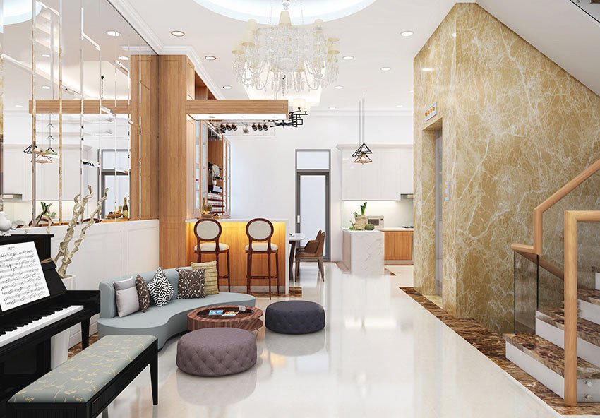 biệt thự nhà vườn mái bằng phòng khách
