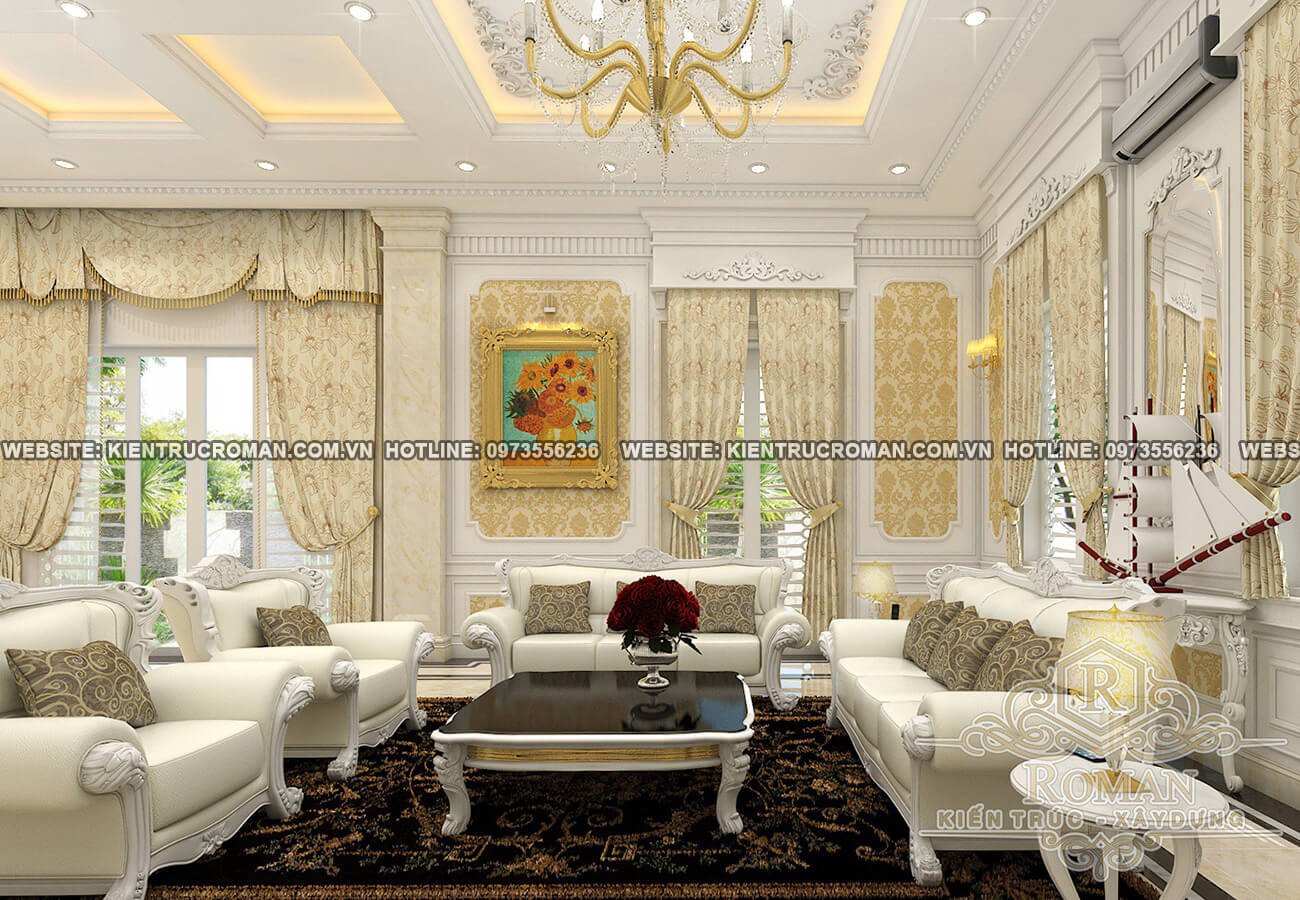 thiết kế nội thất phòng khách phong cách cổ điển 5