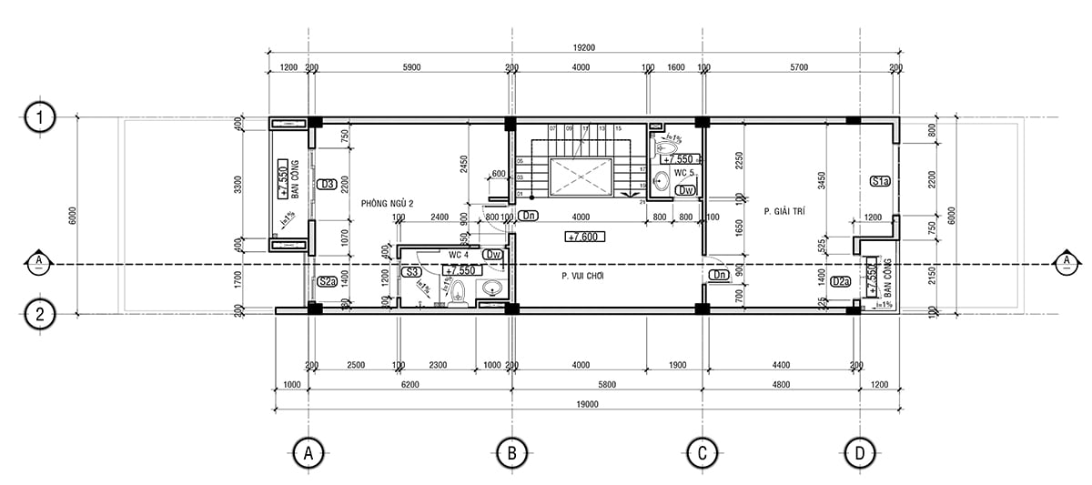 mặt bằng nhà phố 6m 9