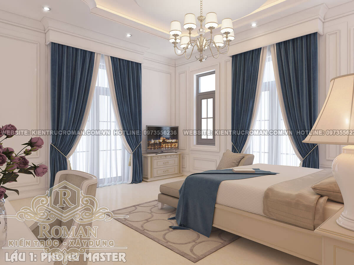 phòng ngủ master mẫu thiết kế biệt thự tân cổ điển