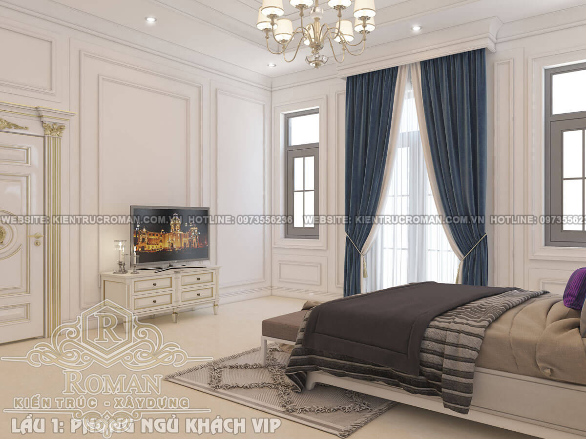 phòng ngủ khách mẫu thiết kế biệt thự tân cổ điển