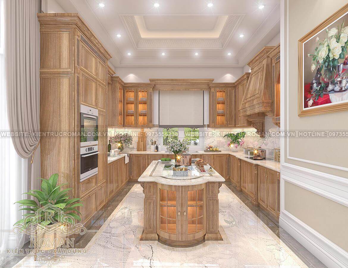 phòng bếp bằng gỗ đẹp 