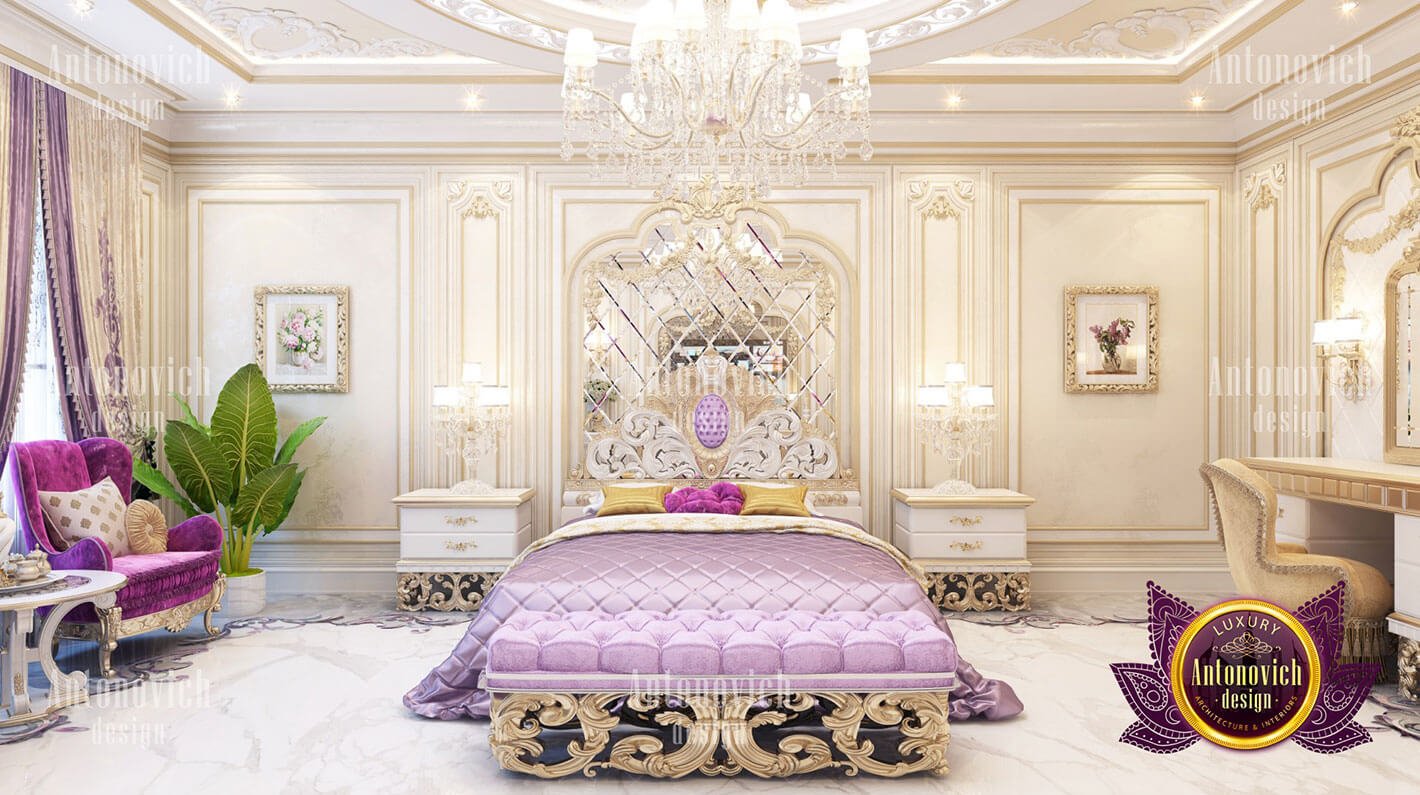 phòng ngủ hoàng gia đẹp màu tím