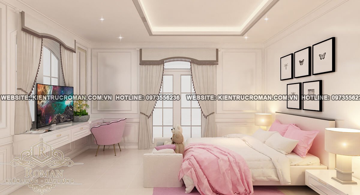 phòng ngủ bé gái thiết kế cải tạo biệt thự cổ điển 
