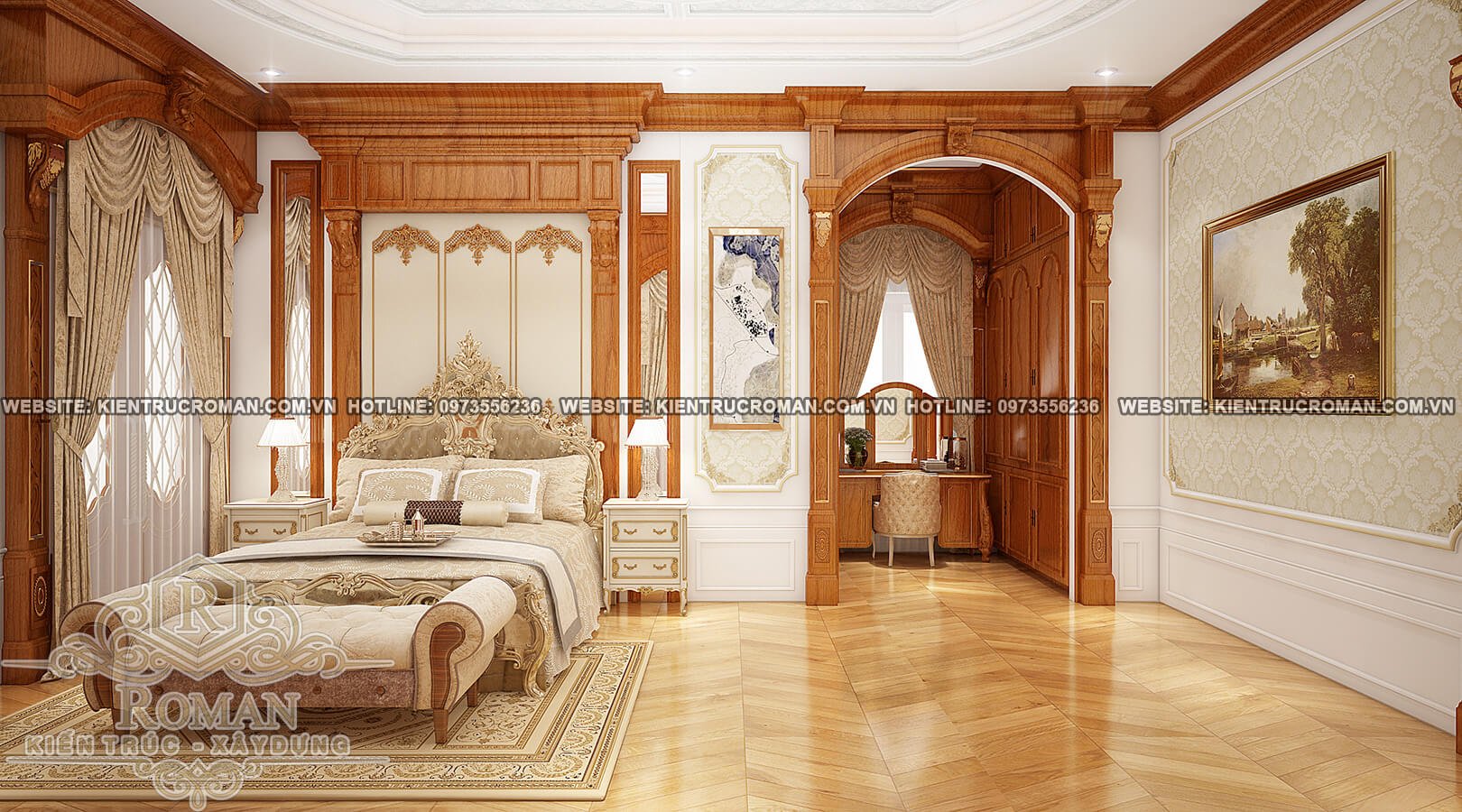 thiết kế mẫu biệt thự 3 tầng kiểu pháp nội thất gỗ