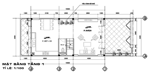 thiết kế nhà 2 tầng có gác lửng 3