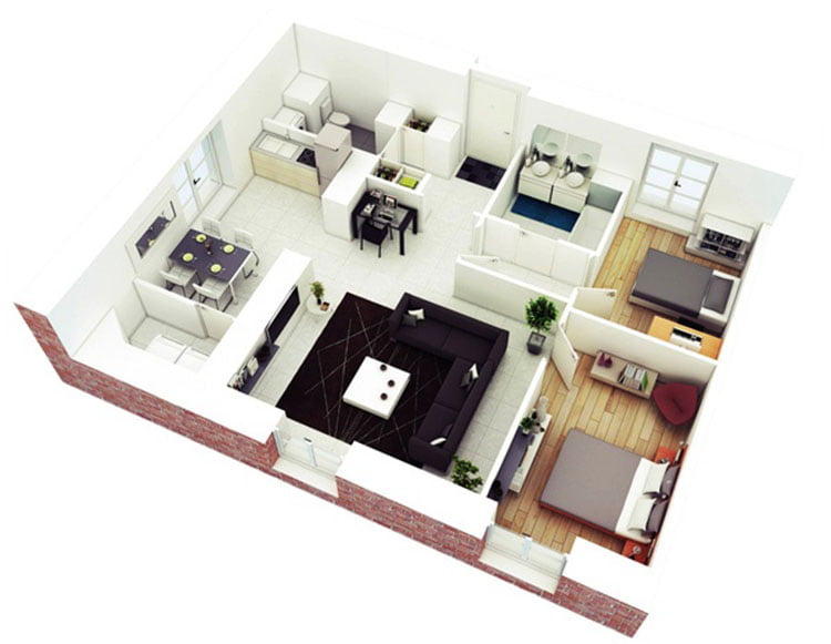 thiết kế nội thất căn hộ chung cư 70m2 16