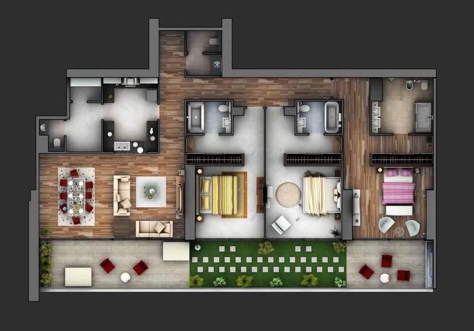 thiết kế nội thất chung cư 3 phòng ngủ