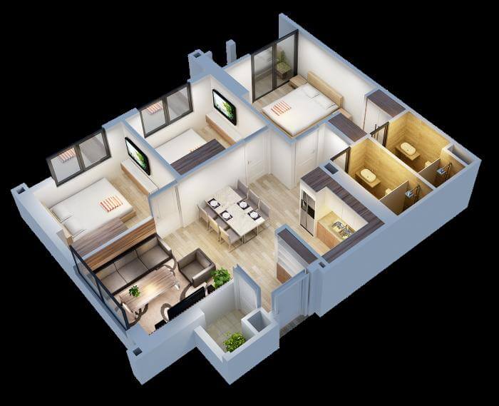 Tư vấn thiết kế nội thất căn hộ chung cư 3 phòng ngủ