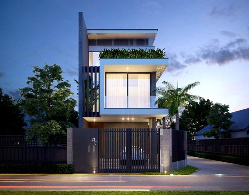 Tư vấn thiết kế nhà có mặt tiền 6m 2 tầng 1 tum đẹp hiện đại | ROMAN